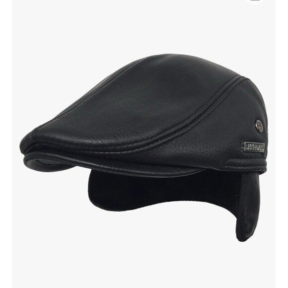 Lethmik Flat Cap Cabby Leather  Ivy Newsboy Hat Ear Flaps Men’s XXL - Picture 1 of 12